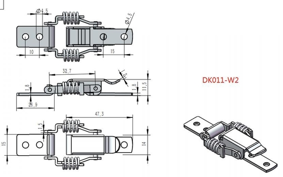 DK011G2 Stainless Steel Spring Claw Toggle Latch With Safety Hook