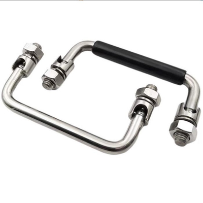 ISO9001 Steel Cabinet Handles 150*9mm Tool Box Pull Handle ODM With Black Rubber Grips