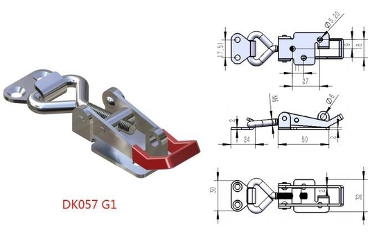 Red Handle Adjustable heavy duty Toggle Latch With Keyhole ss201 ss316