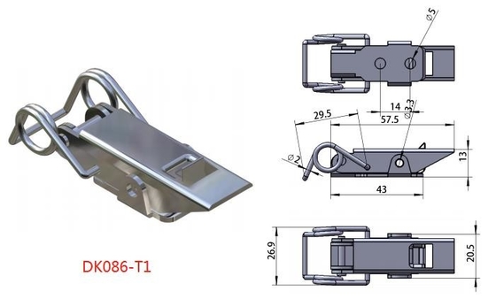 DK086-T1 Self Locking Concealed Stainless Steel Draw Catch Toggle Latch For Machine
