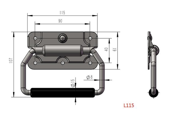 L115 Large Chest Handles Shockproof With Rubber Grip