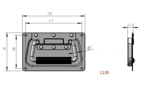 Antioxidant Flight Case Handles Recessed Folding Handle 130*79mm*11.5mm