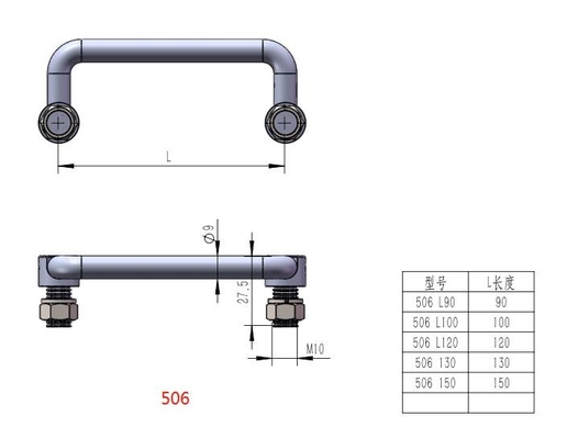 L100 SS304 Folding Pull Stainless Steel Handle 90 Degree