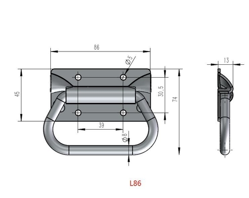 L86mm Galvanized Folding Cabinet Machine Carbon Steel Chest Pull Handles