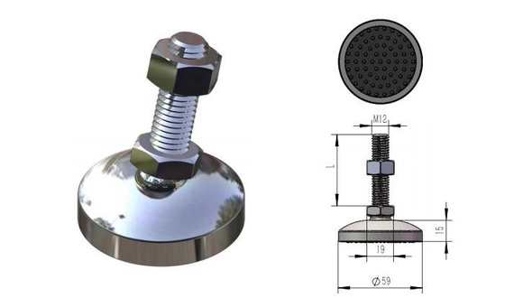 M12 Stainless Steel Adjustable Leveling Feet With Rubber Pad SGS ISO9001