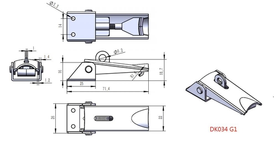 DK034G1 Small Adjustable Toggle Latch With Screws Mounting And Keyhole